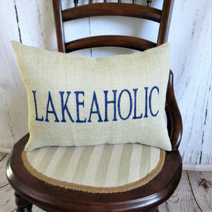 Lakeaholic Burlap Pillow