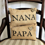 Nana, Papa, Personalized Mini Burlap Pillow Set