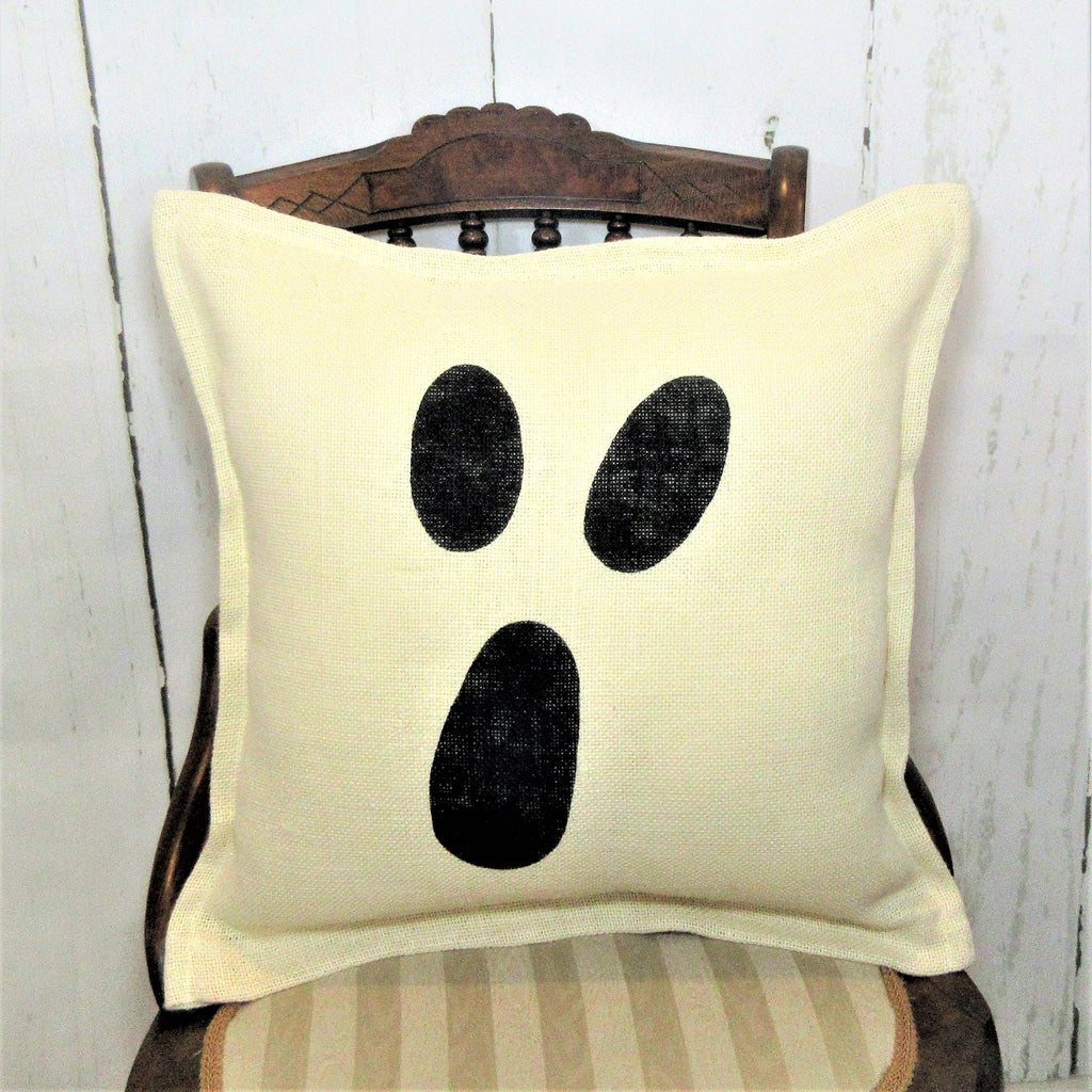 Ghost Burlap Halloween Pillow cover
