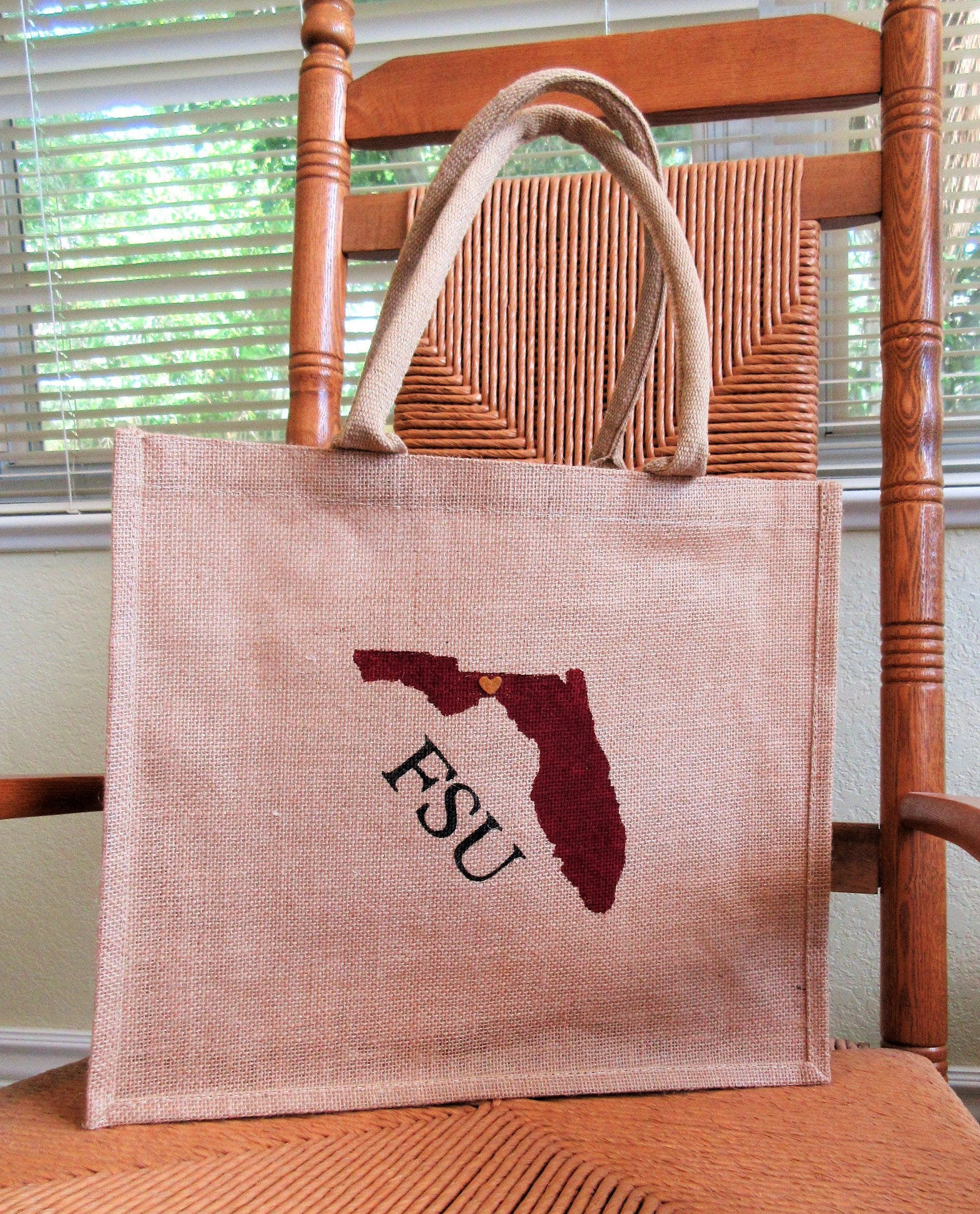 Florida state Seminoles Burlap Tote Bag