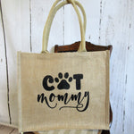Cat Mommy Burlap Tote Bag