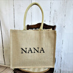 Nana or Custom Name Burlap Tote Bag