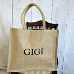 Gigi  Personalized Burlap Tote Bag