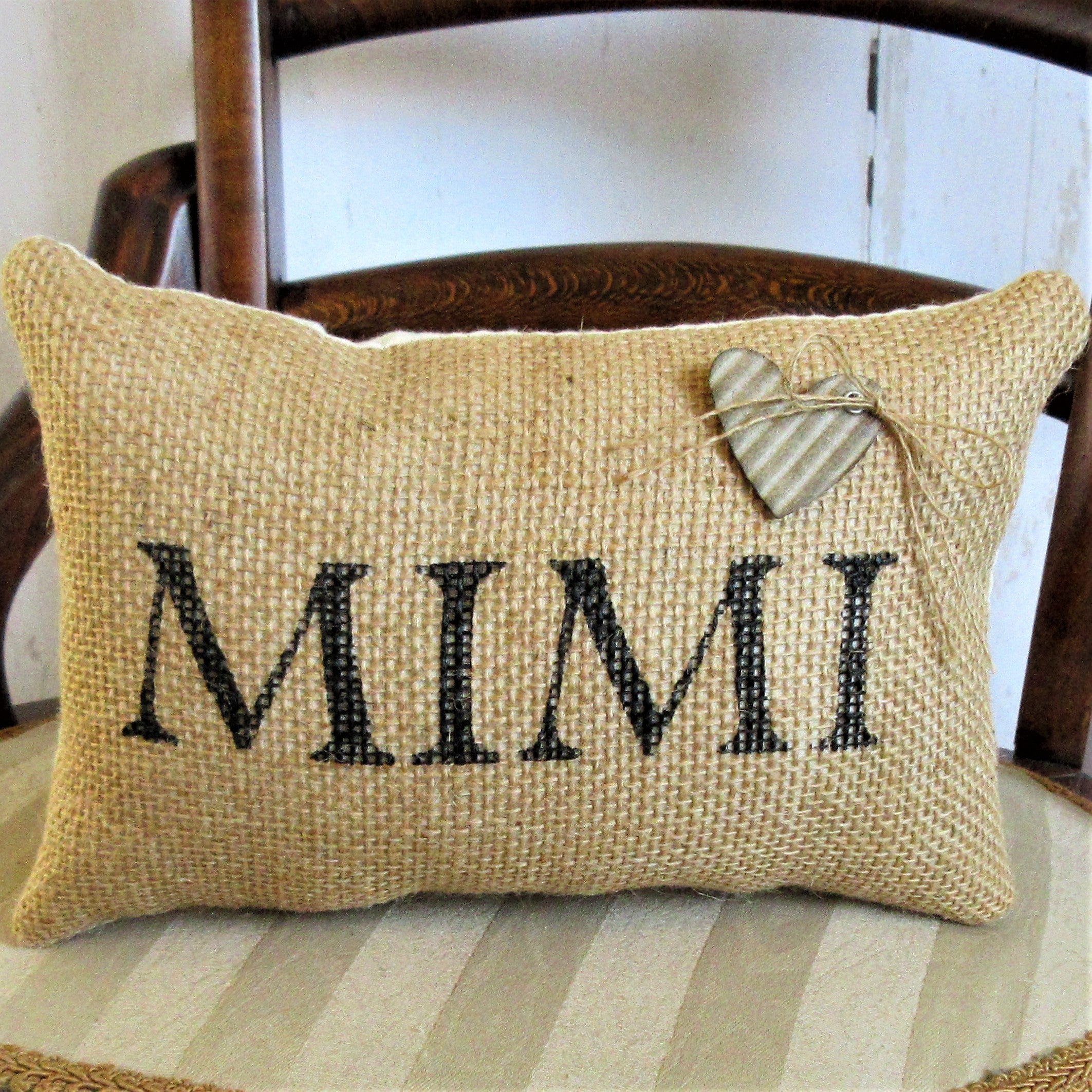 Mom, Mimi, Custom Name Personalized Burlap pillow