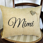 Mimi Hand written Font Burlap Pillow