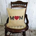 Mom heart Burlap Pillow