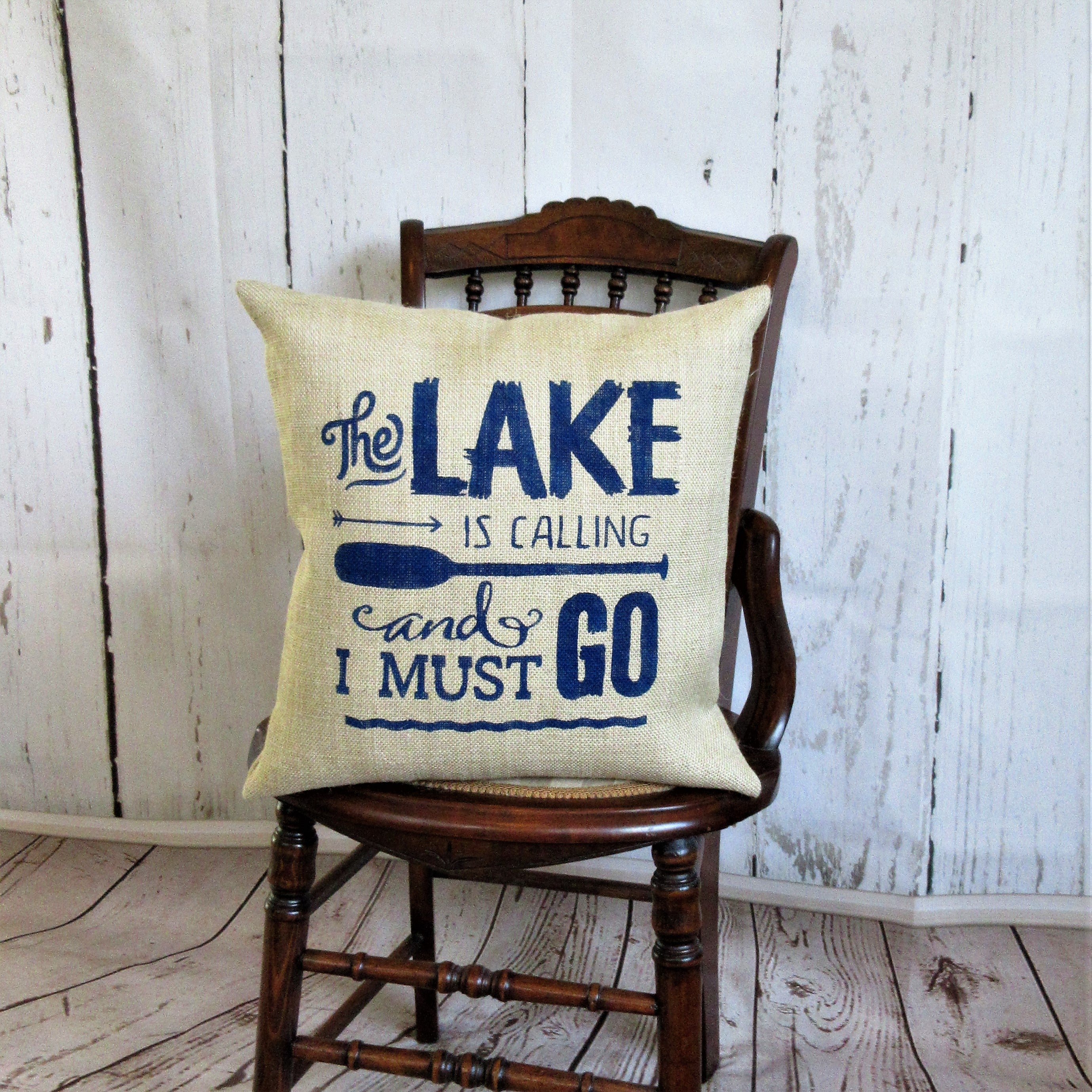 The Lake is calling and i must go burlap pillow cover