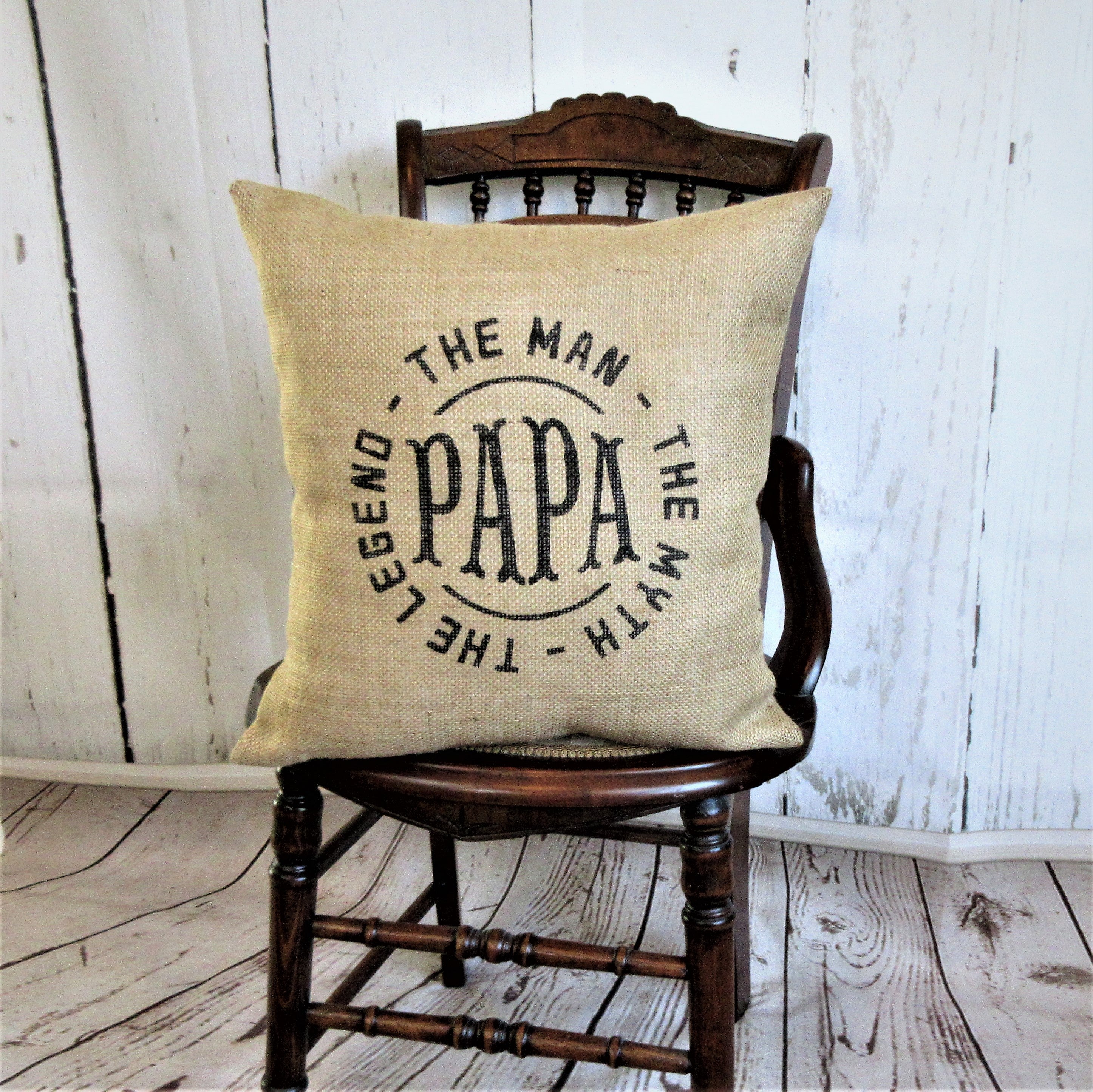 Papa Man Myth Legend Burlap pillow