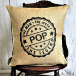 Pop Man Myth Legend Burlap pillow
