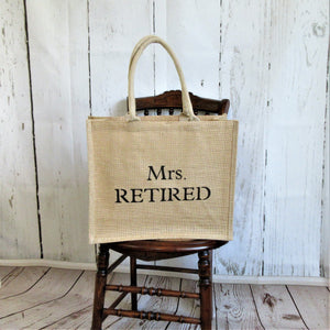 Mrs. Retired , Ms. Retired Burlap Tote Bag