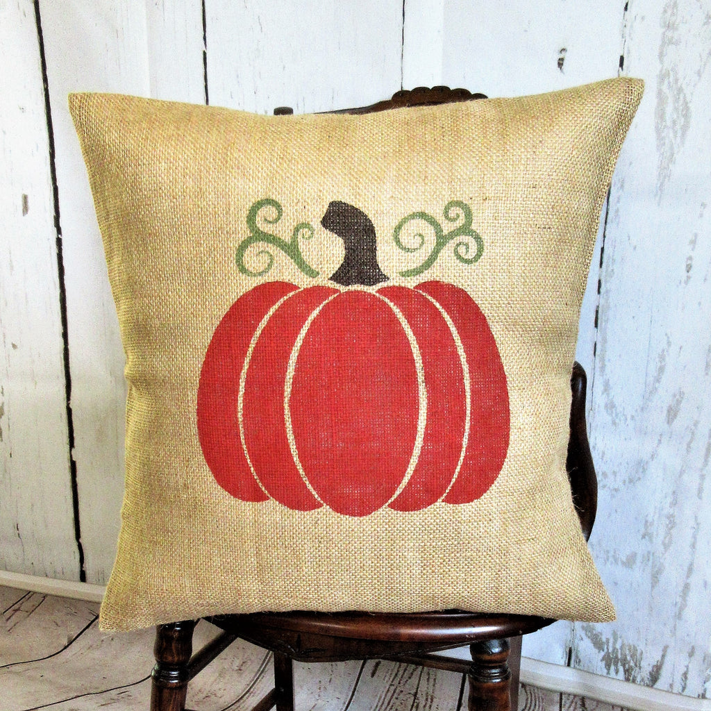 Pumpkin Burlap Pillow Cover