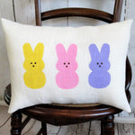 Peeps bunnies burlap lumbar pillow