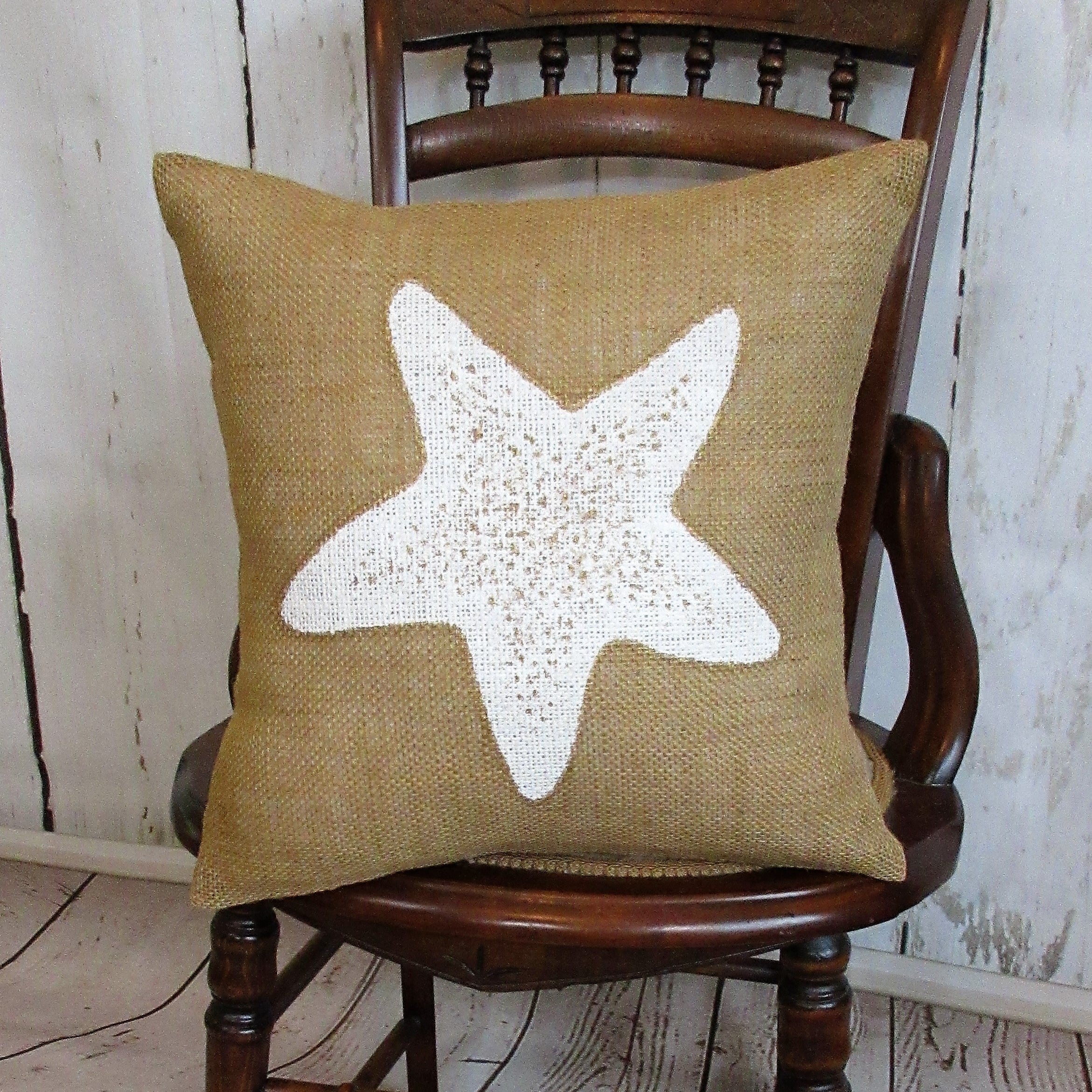 Starfish Burlap Pillow