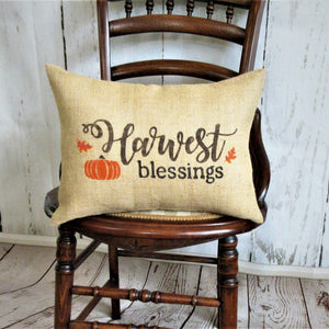 Harvest Blessings lumbar Burlap Pillow