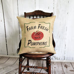 Farm Fresh Pumpkins Burlap Pillow