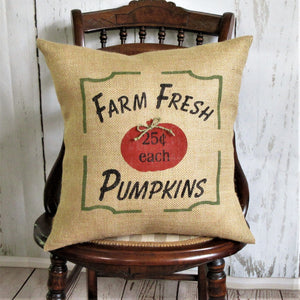 Farm Fresh Pumpkins Burlap Pillow