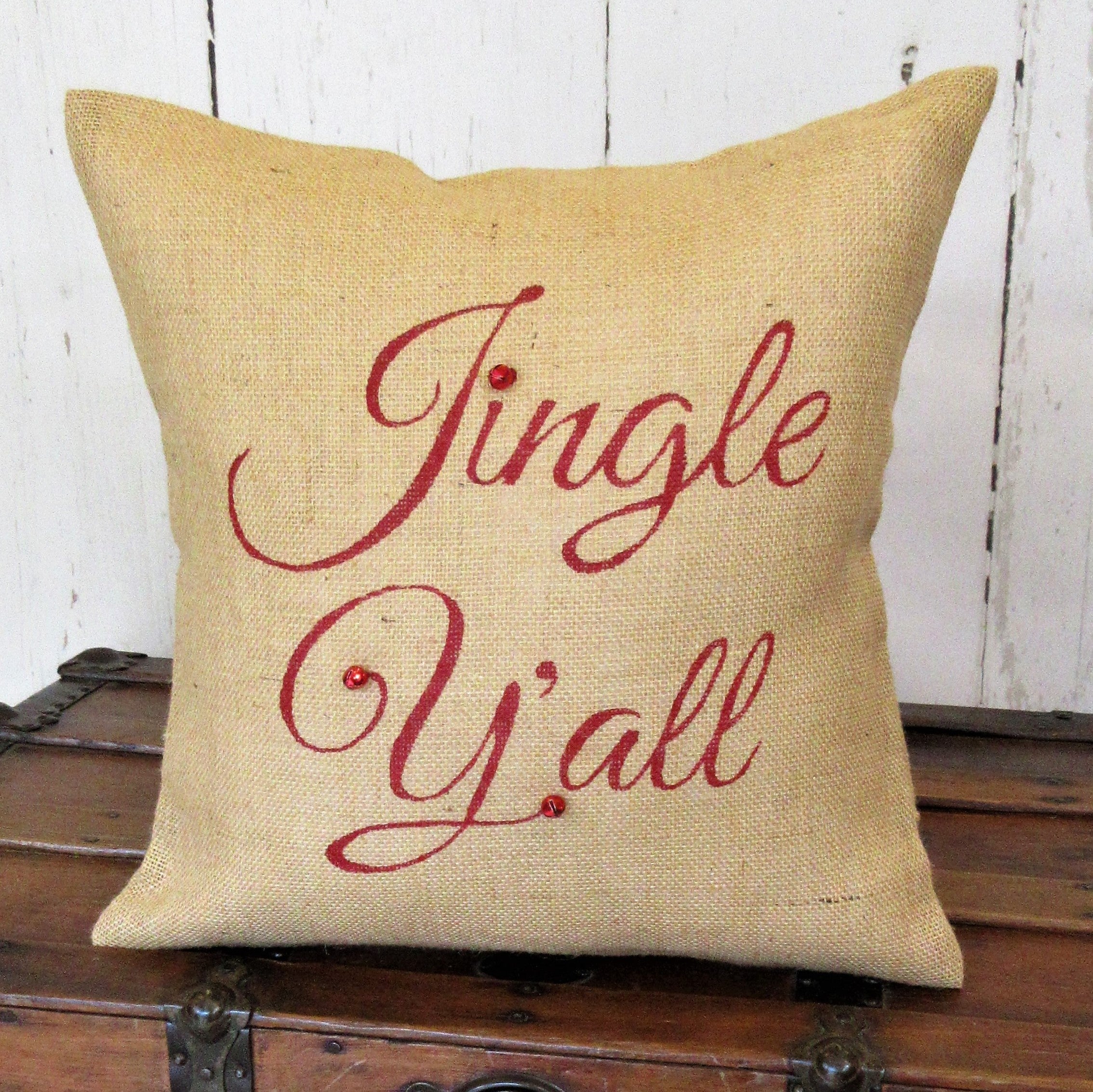 Jingle Y'all Burlap Pillow cover