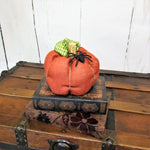 Orange Burlap Spider Halloween Pumpkin