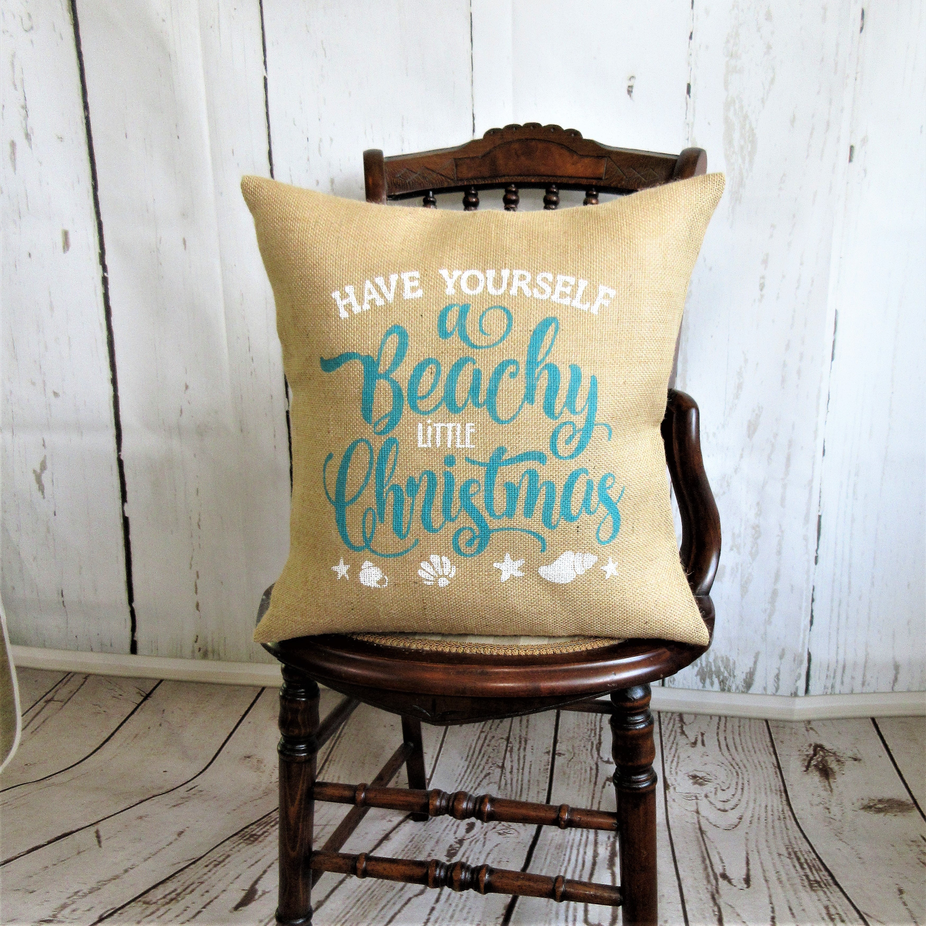 Have your self a Beachy Little Christmas Burlap Pillow