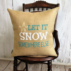 Let it Snow  Burlap Coastal Christmas Pillow