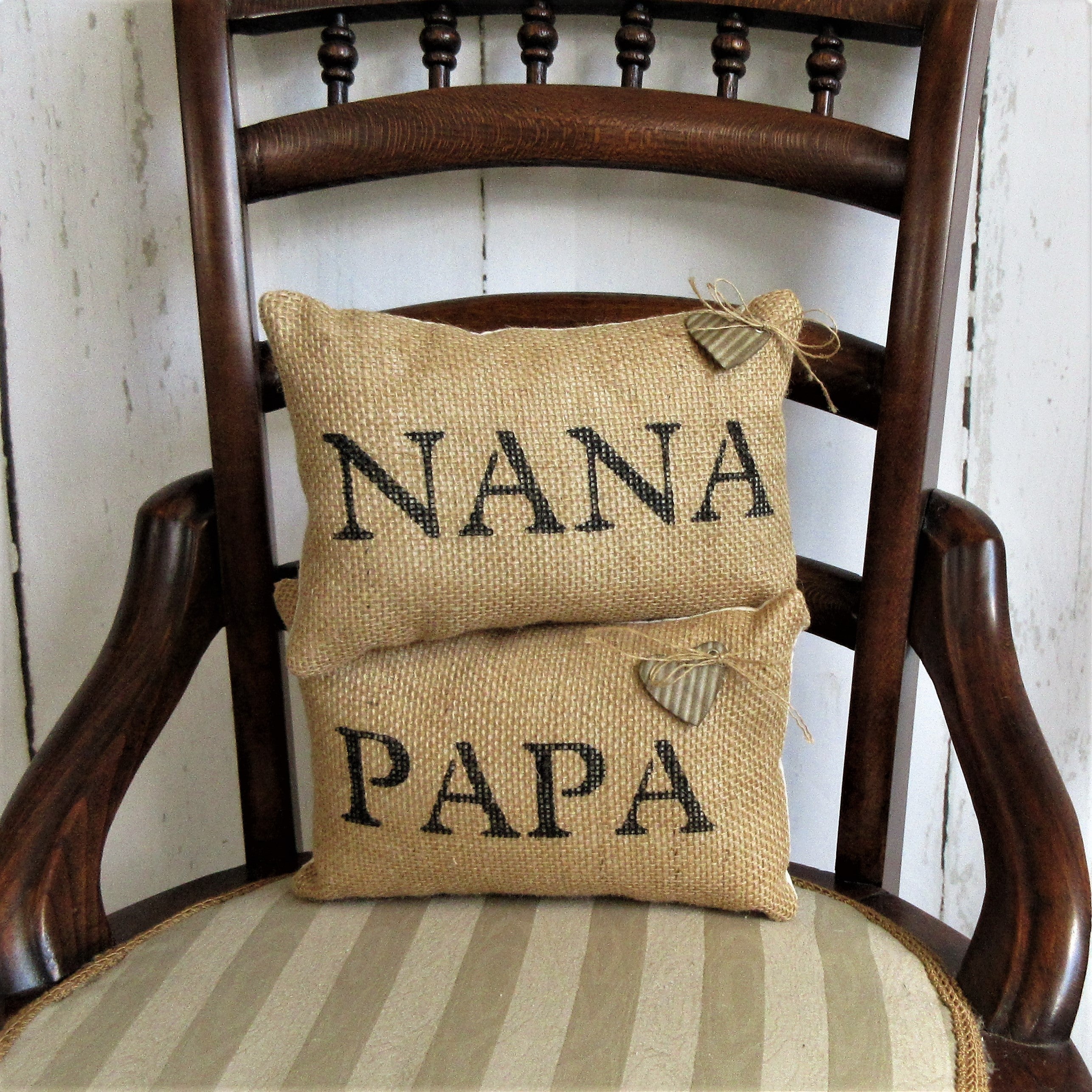 Nana, Papa, Personalized Mini Burlap Pillow Set