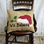 We Believe, Santa Hat Burlap Pillow