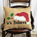 We Believe, Santa Hat Burlap Pillow
