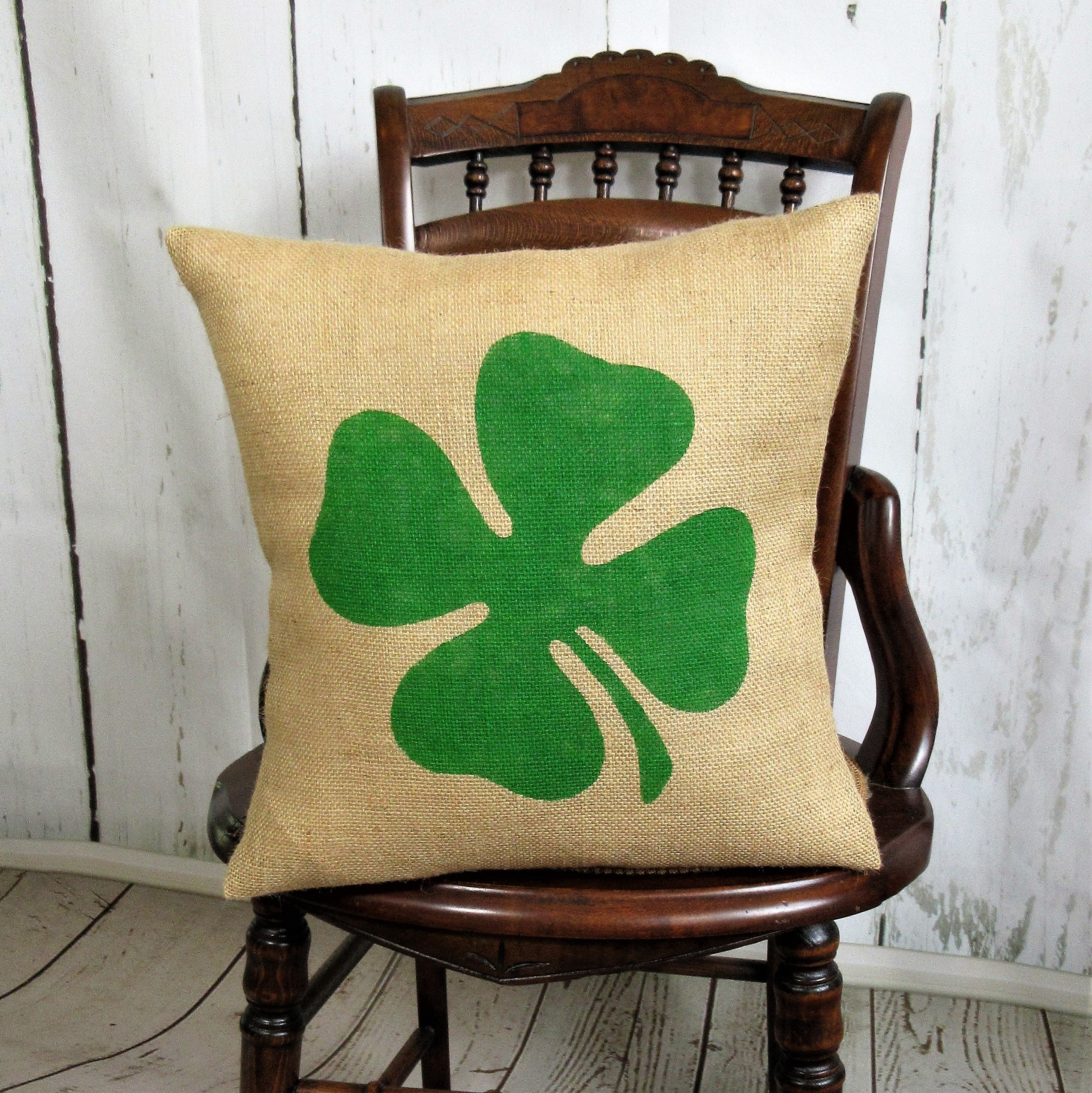St Patricks Day Pillow, Four Leaf Clover Pillow