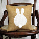 Bunny behind Burlap Easter pillow