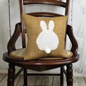 Bunny behind Burlap Easter pillow