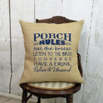 Porch Rules Burlap Pillow