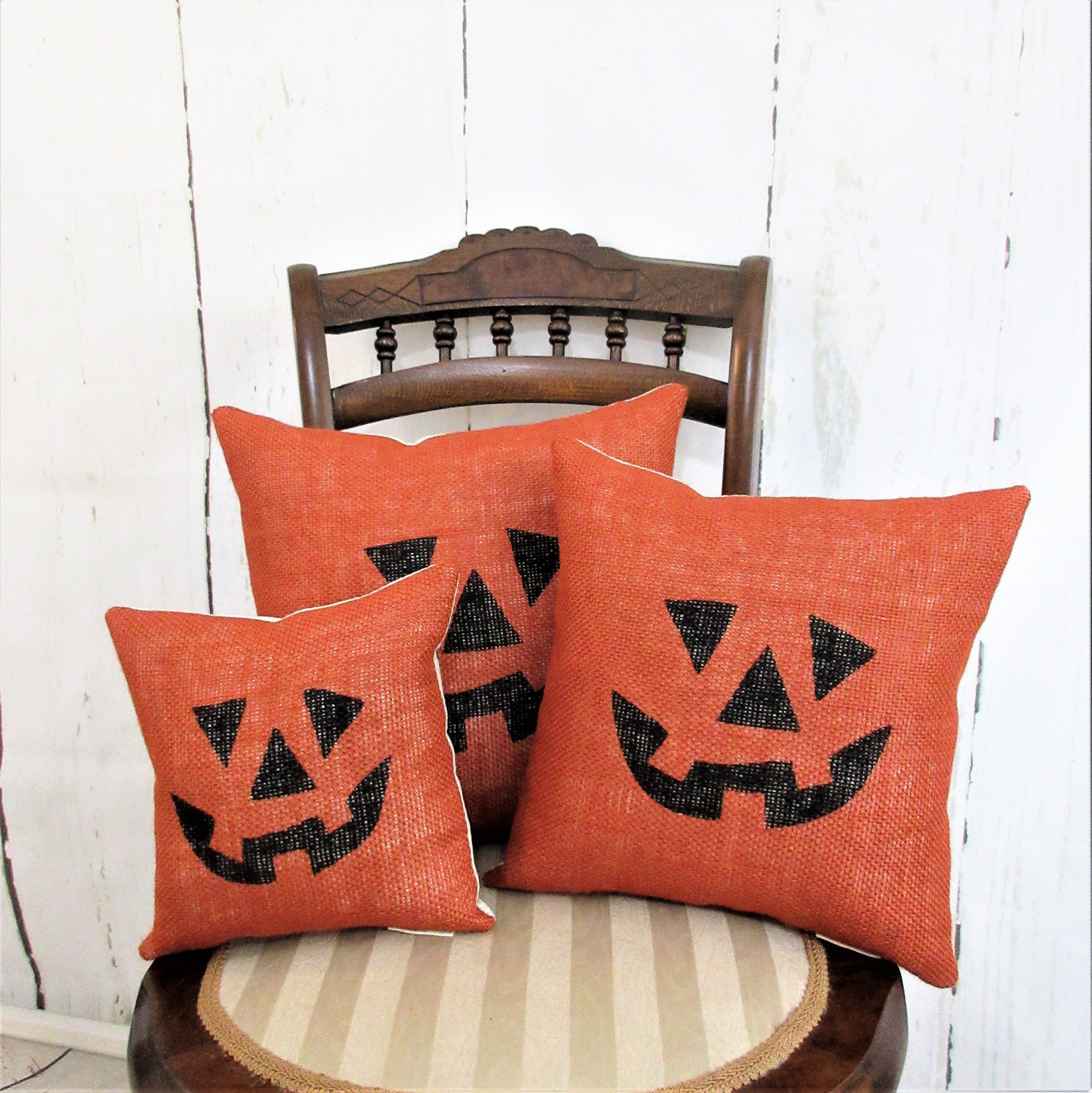 Pumpkin, Ghost, & Frankenstein Burlap Halloween Pillows – Kelley's