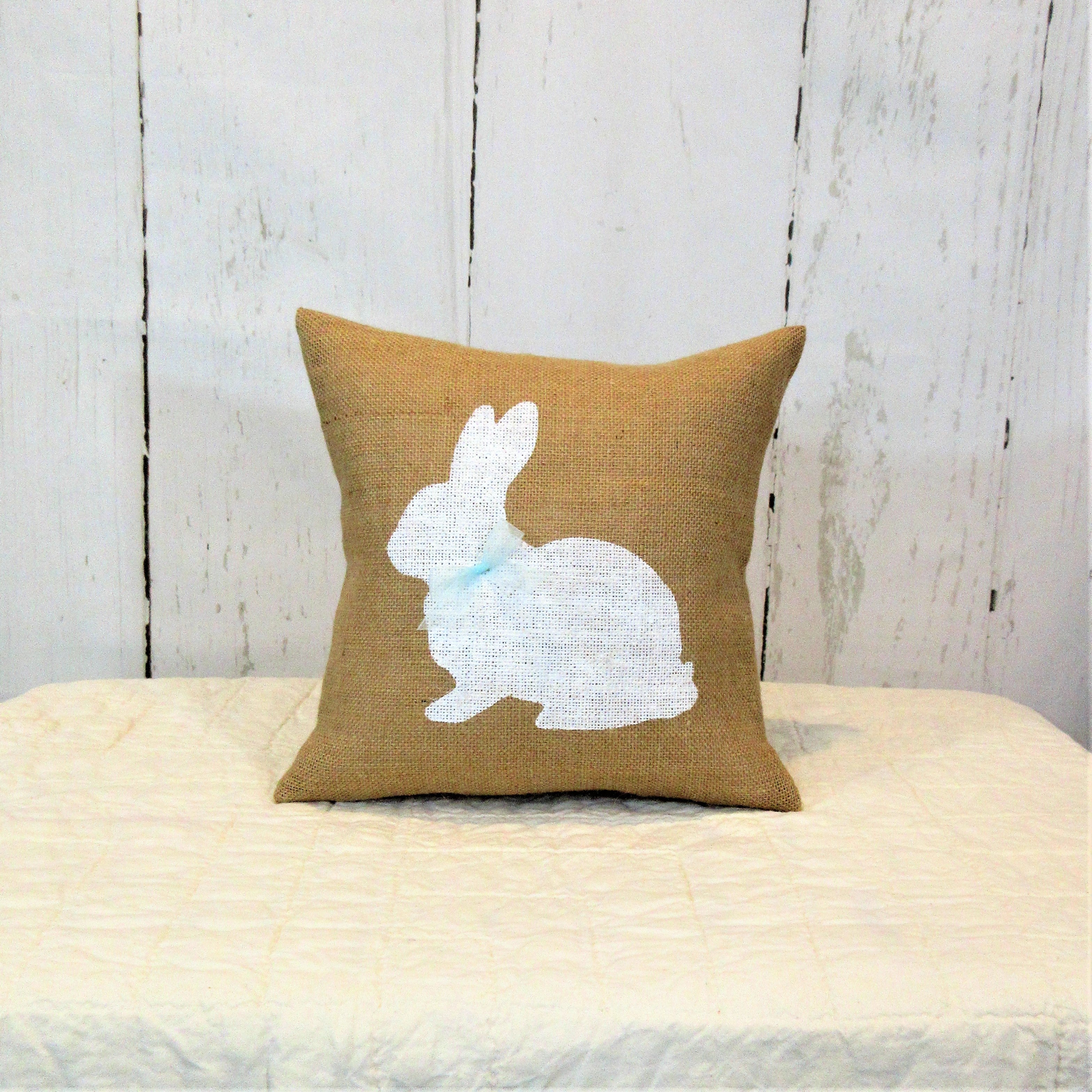 Easter Bunny Burlap Pillow