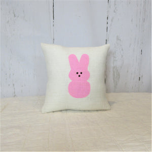 Easter Marshmallow bunnies Ivory Burlap Pillow