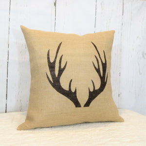 Deer Antler Burlap Pillow