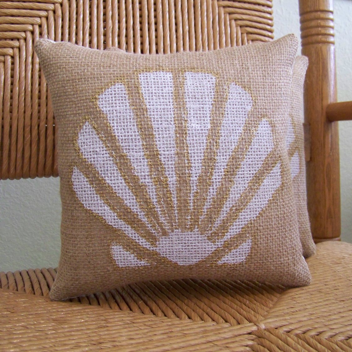 Sea Shell Burlap Pillow