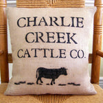 Personalized Farm/cattle/ranch Cow Burlap Pillow Cover
