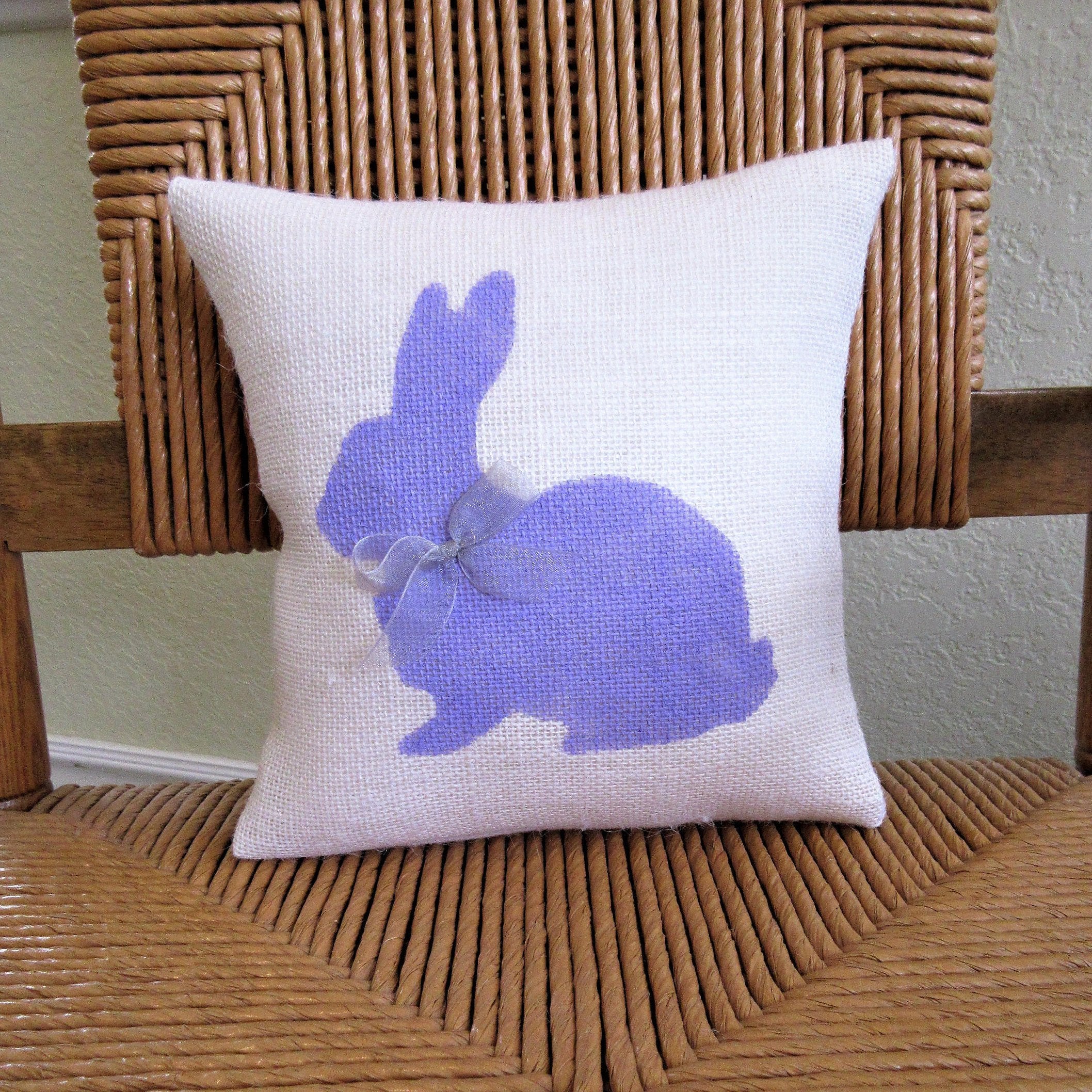 Pastel Easter Bunny Burlap Pillow