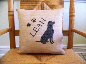Personalized Labrador Burlap Pillow