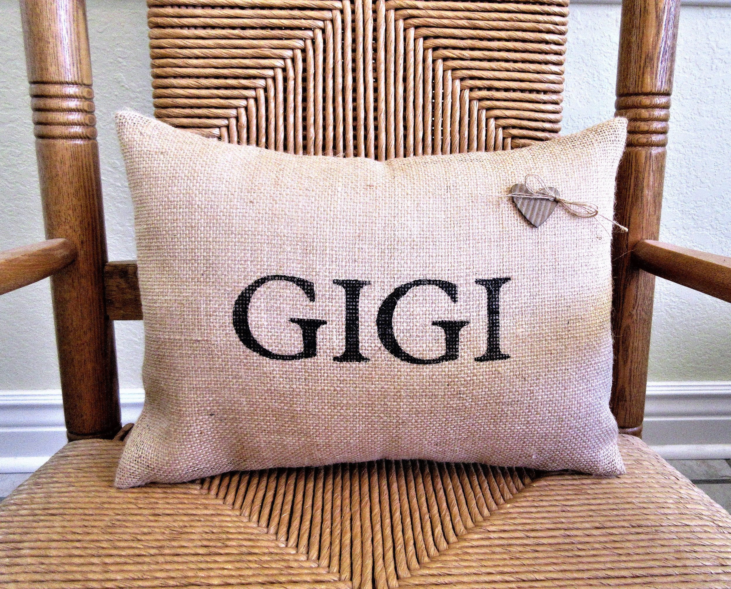 Gigi Lumbar Personalized Burlap Pillow