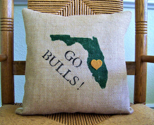 University of South Florida Burlap Pillow