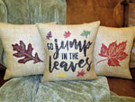 Fall Leaves Burlap Pillow set
