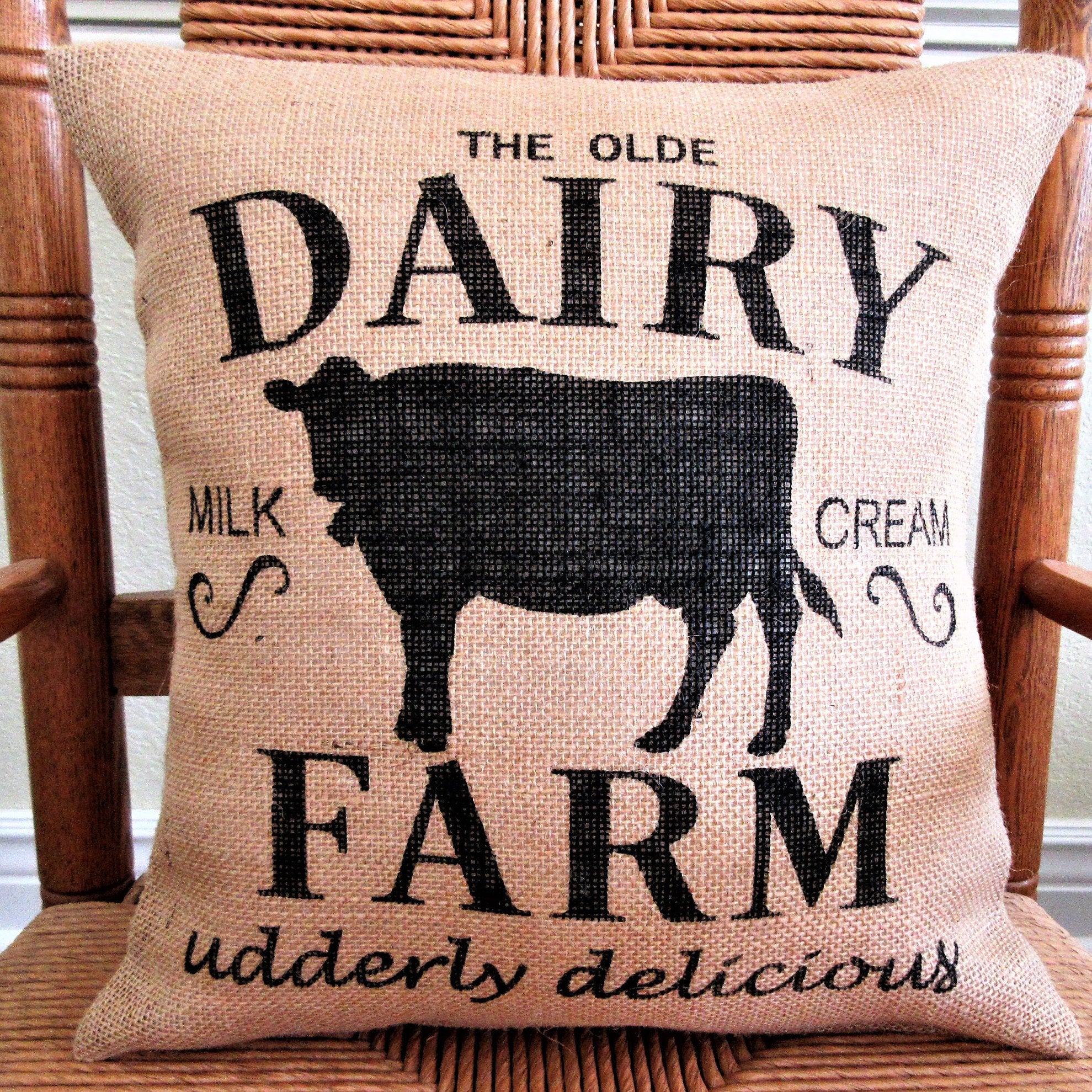 Cow Dairy Farm Burlap Pillow